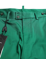 Elegantes pantalones cortos de bermudas de algodón verde profundo