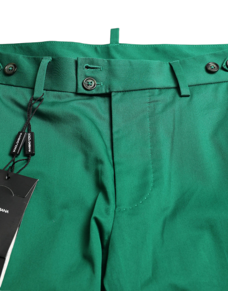 Elegant Deep Green Cotton Bermuda Shorts