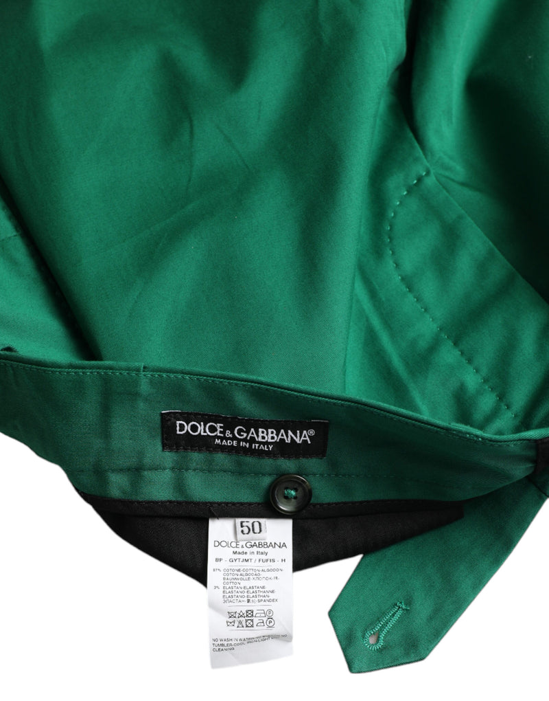 Elegantes pantalones cortos de bermudas de algodón verde profundo