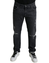 Jean en denim élégant slim fit en lambeaux