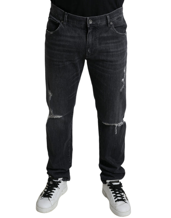 Jean en denim élégant slim fit en lambeaux