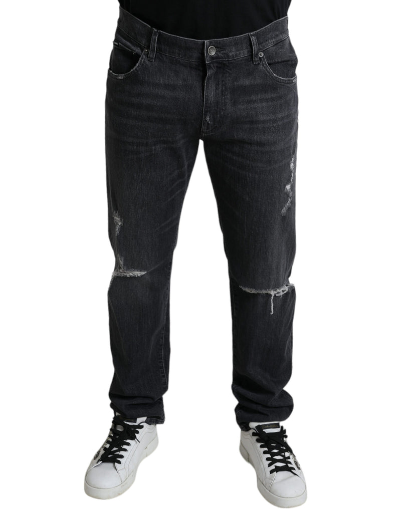 Elegante schlanke Passform zerlumpte Jeans -Jeans