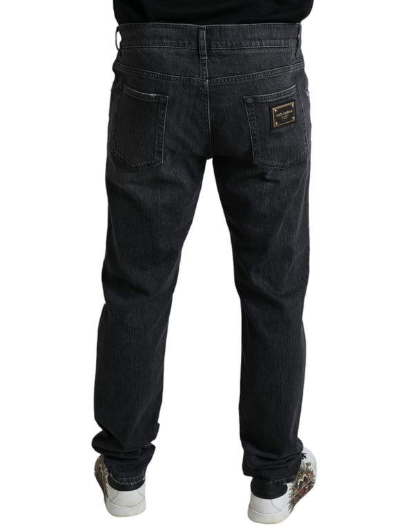 Jean en denim élégant slim fit en lambeaux