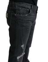 Elegante schlanke Passform zerlumpte Jeans -Jeans