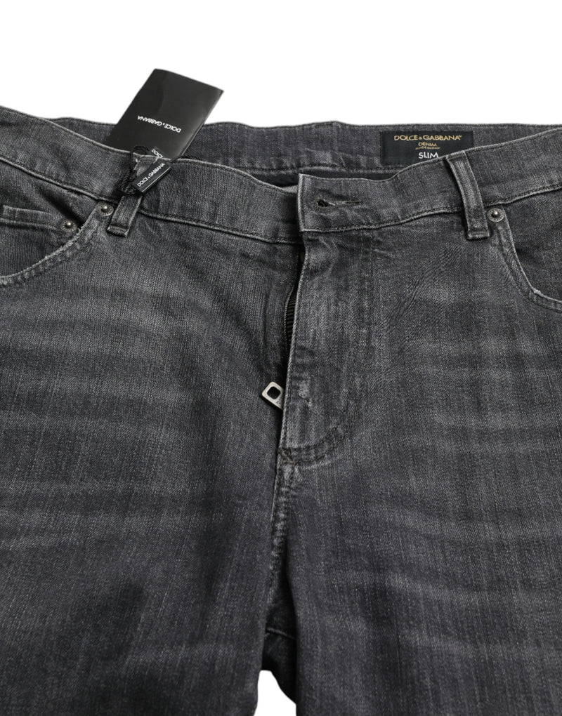 Jean en denim élégant slim fit en lambeaux