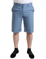 Himmelblaue Baumwoll -Bermuda -Shorts