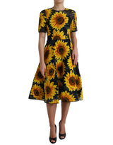 Robe MIDI A-Line Summery Sunflower