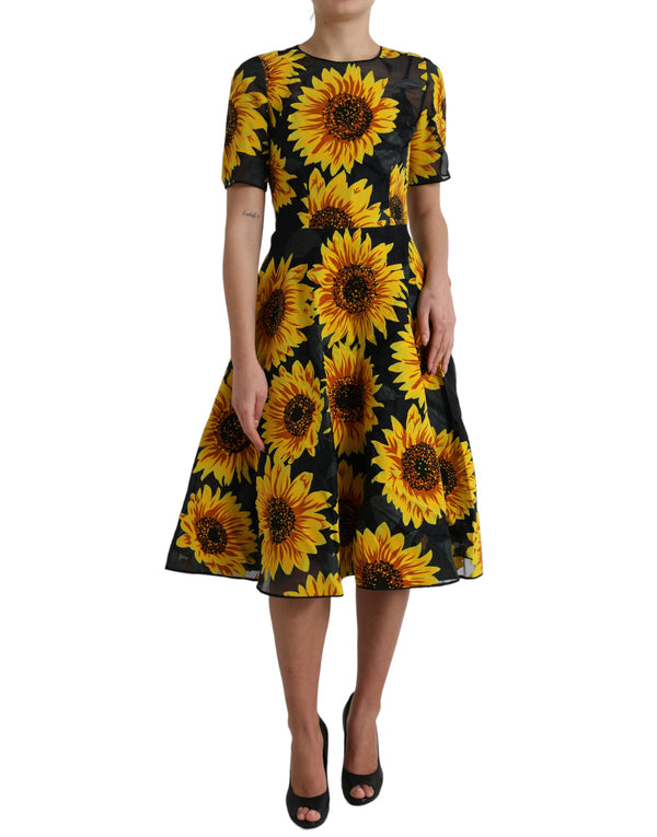 Sommerliche Sonnenblume A-Line Midi Kleid