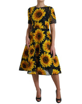 Sommerliche Sonnenblume A-Line Midi Kleid