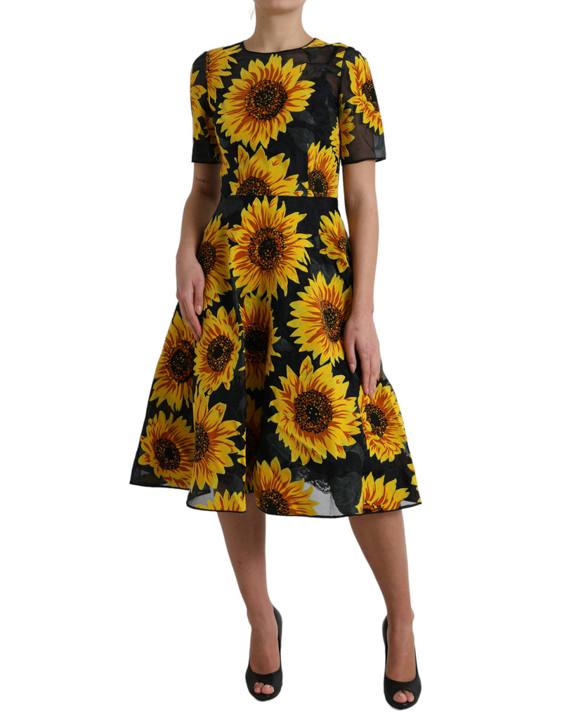 Summery Sunflower A-Line Midi Midi