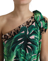 Robe à une épaule imprimé de la jungle tropicale