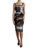 Κομψό Patchwork Silk Midi φόρεμα