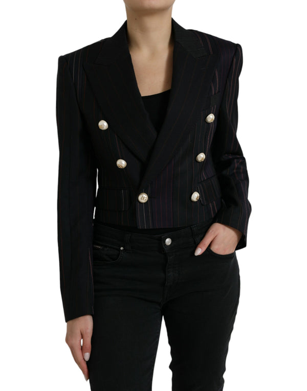 Blazer de lana de doble pecho de doble pecho a rayas