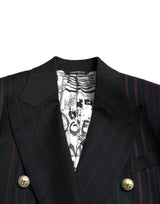 Elegante blazer in lana a doppio petto a strisce