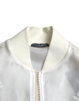 Elegante chaqueta de bombardero de seda blanca