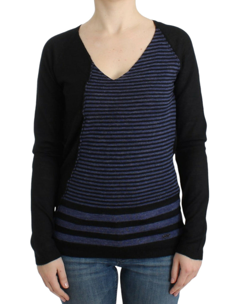 Chic Stafed V-Ausschnitt Wollmischpullover