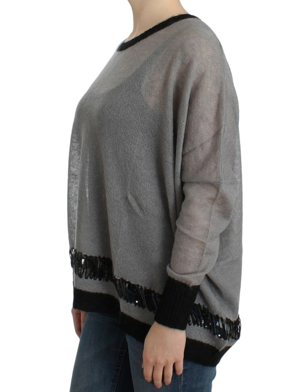 Chic Asymmetrisch verziertes Strickpullover