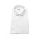 Sleek White Slim Fide French Collar Shirt