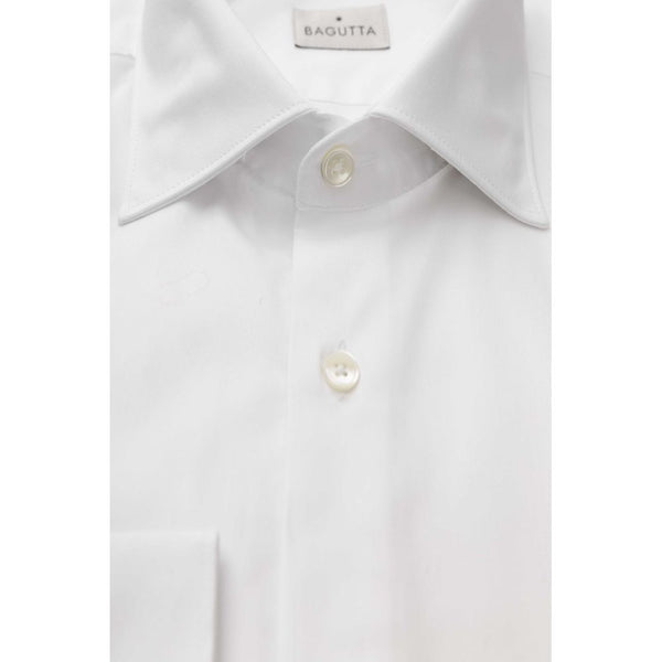 Elegante camicia da colletto francese in cotone bianco