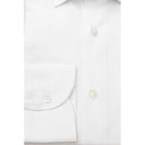 Sleek White Slim Fide French Collar Shirt