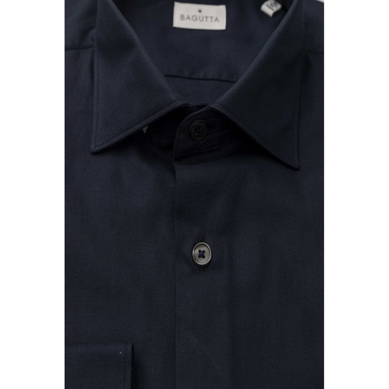 Elegante camicia da colletto francese in cotone blu