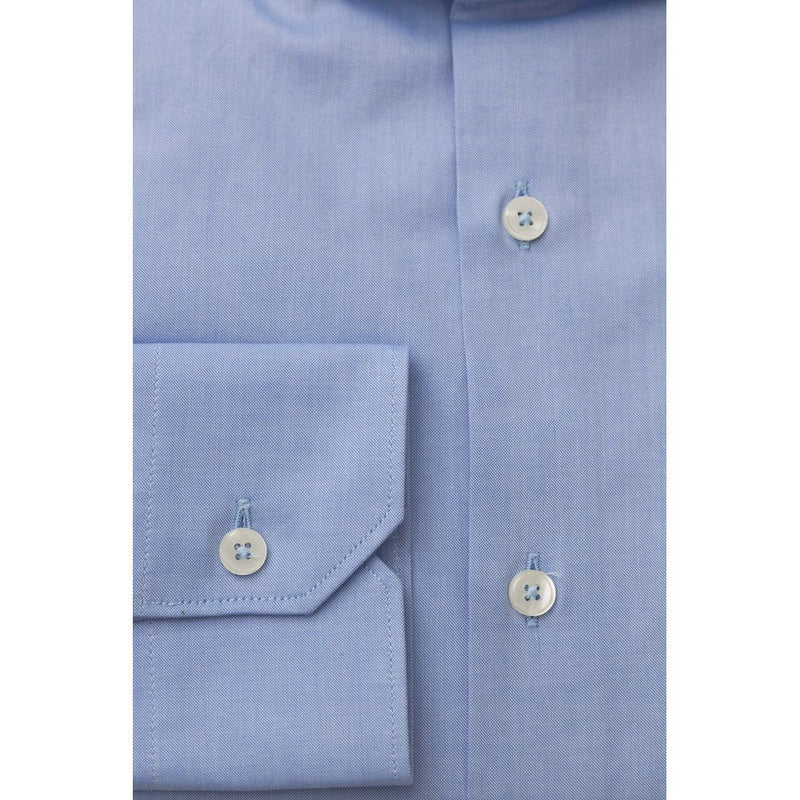 Elegante camicia di cotone azzurro per uomini