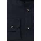 Elegante camicia da colletto francese in cotone blu