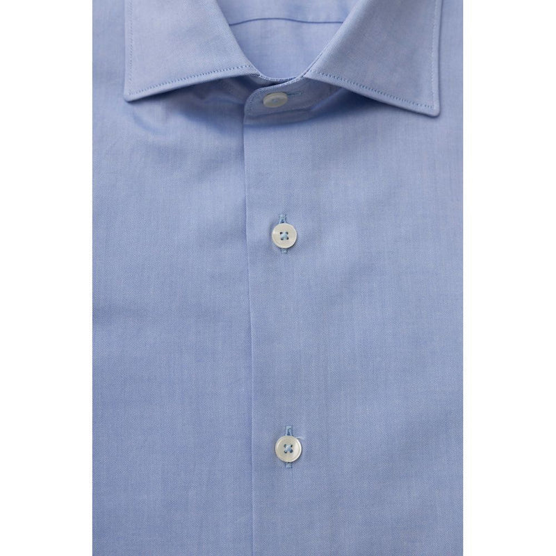 Elegante camicia di cotone azzurro per uomini