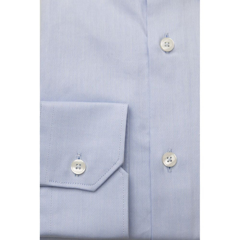 Squisita camicia di cotone azzurro