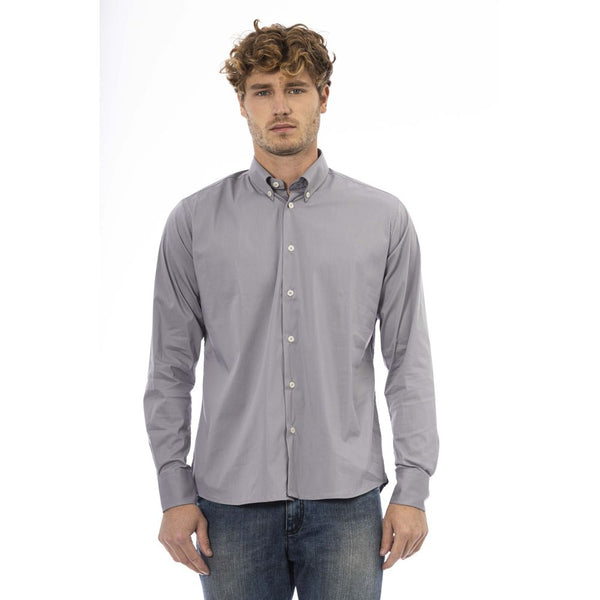 Chemise de mélange en coton gris élégant