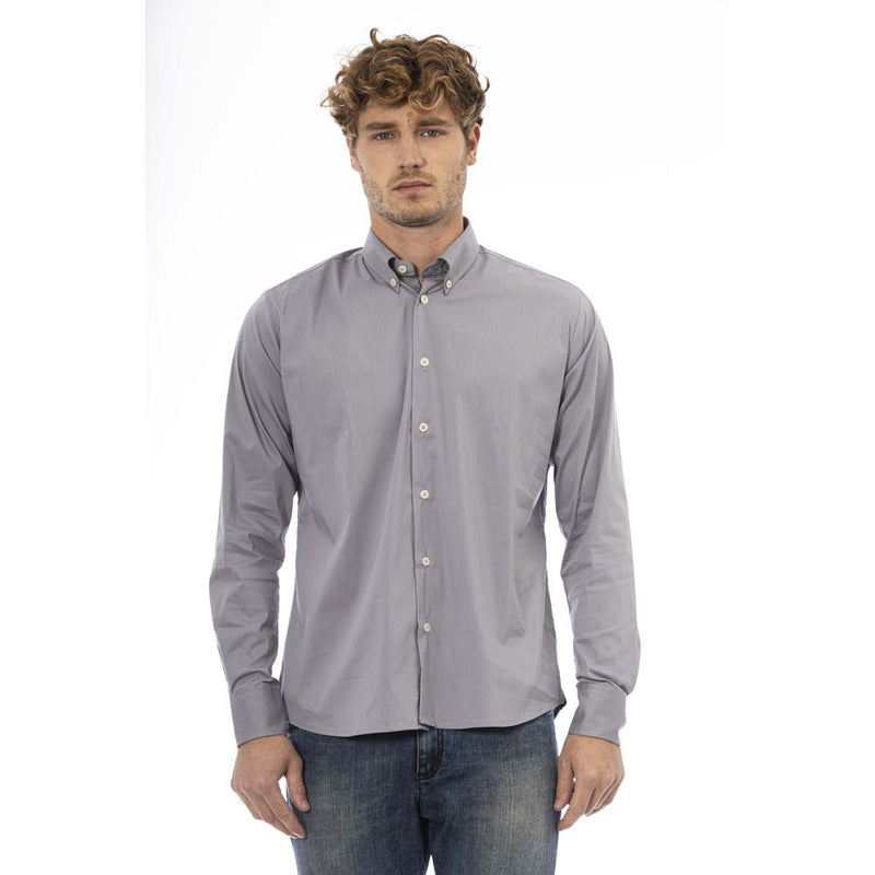 Camisa de mezcla de algodón gris elegante