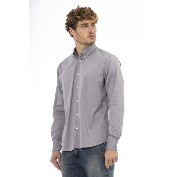 Elegante camicia di miscela di cotone grigio