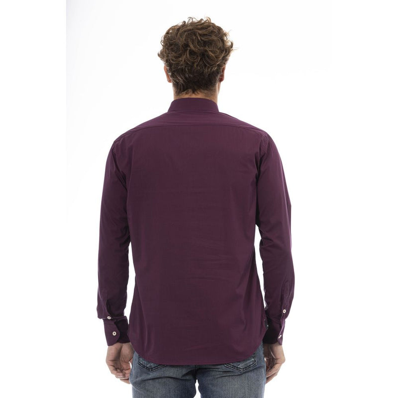 Burgund-Baumwollmisch-Button-Down-Shirt