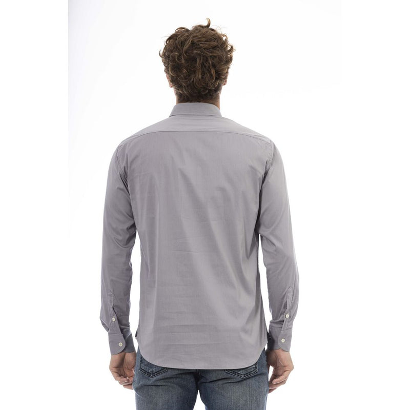 Camisa de mezcla de algodón gris elegante