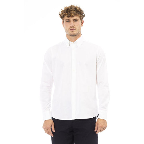 Chemise boutonnée en coton blanc-elastane