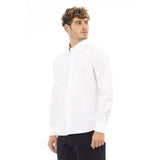 Camicia a bottone in cotone bianco elastano