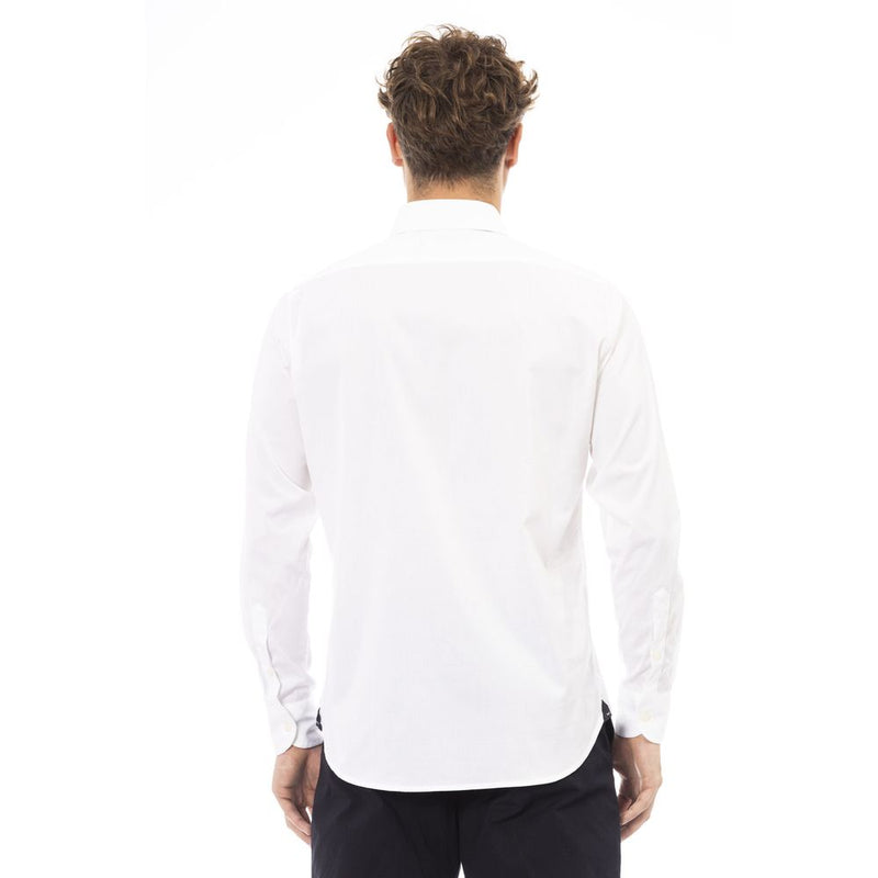 Chemise boutonnée en coton blanc-elastane