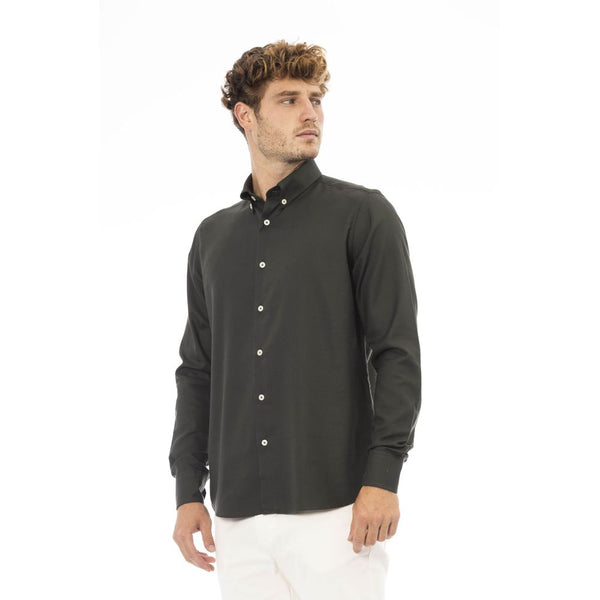 Camisa de algodón elegante con botones verdes