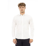 Elegante camisa de cuello italiano blanco para hombres