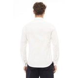 Elegante camisa de cuello italiano blanco para hombres