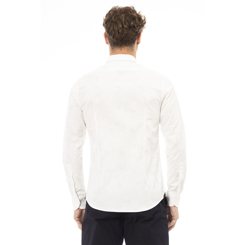 Elegante camisa de cuello italiano blanco para hombres