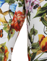 Pantalones de moda recortados de cintura alta floral