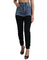 Pantalon maigre haute taille avec short en jean