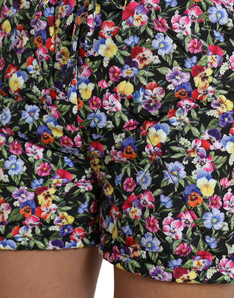 Shorts floraux à taille haute vibrante