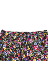 Lebendige Blumenshorts mit hoher Taille