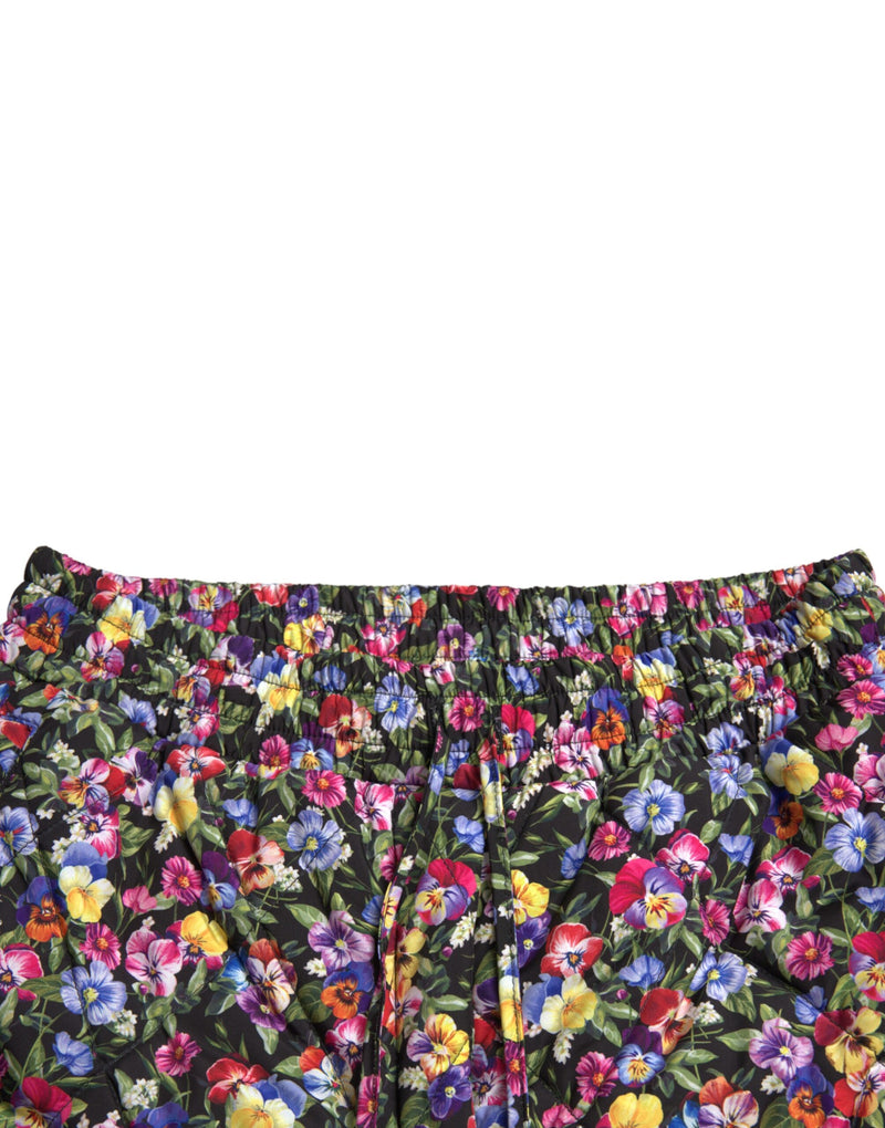 Lebendige Blumenshorts mit hoher Taille