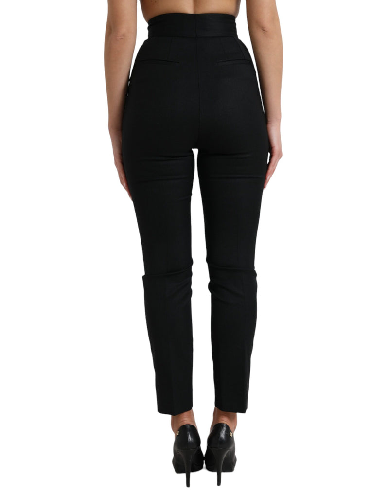 Elegant High Waist Tapered Wool Pants