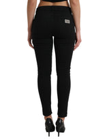 Elegante mittlere Taille schwarze Röhrenjeans