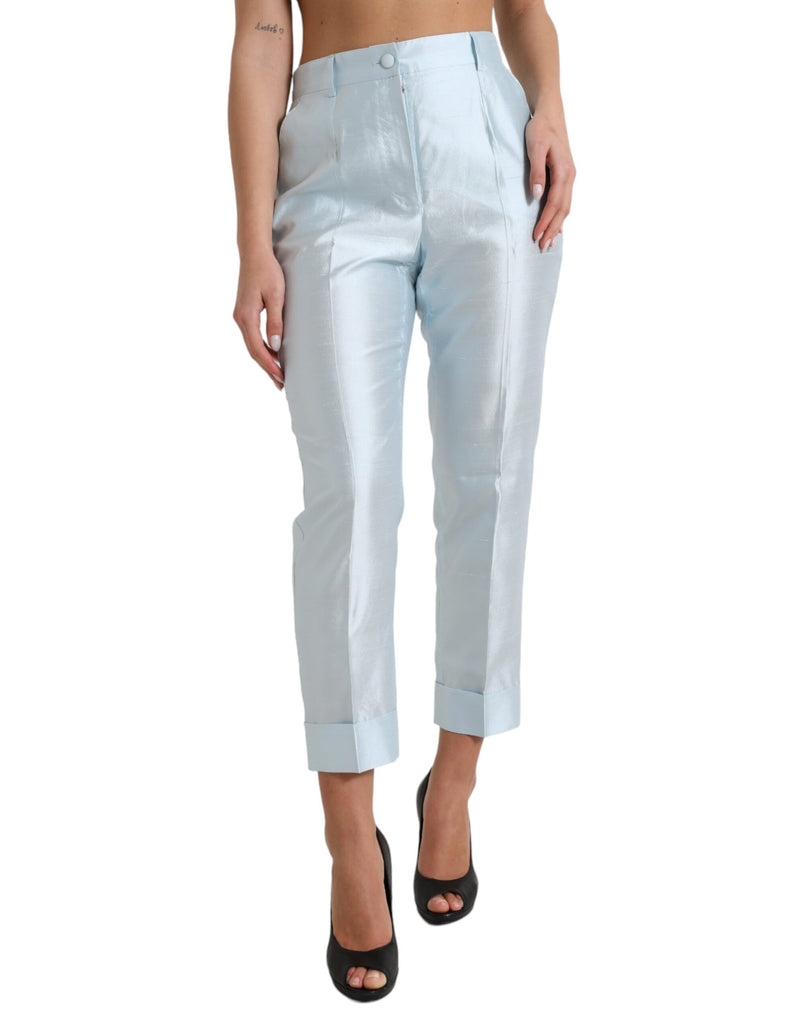 Pantaloni a vita alta blu cielo chic