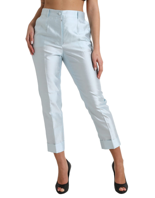 Chic Sky Blue High Goist Cropped Pants